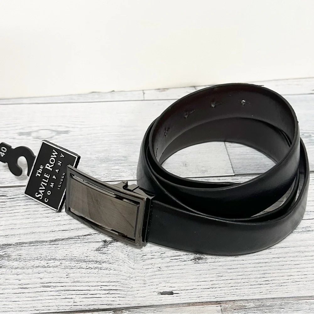 Men’s Seville Row London Black Leather Belt NWT Sz 40